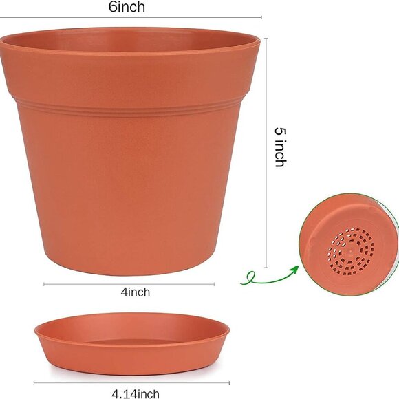Pots for Plants, 15 Pack 6 Inch Plastic Planters with Multiple Drainage Holes an - Picture 3 of 7